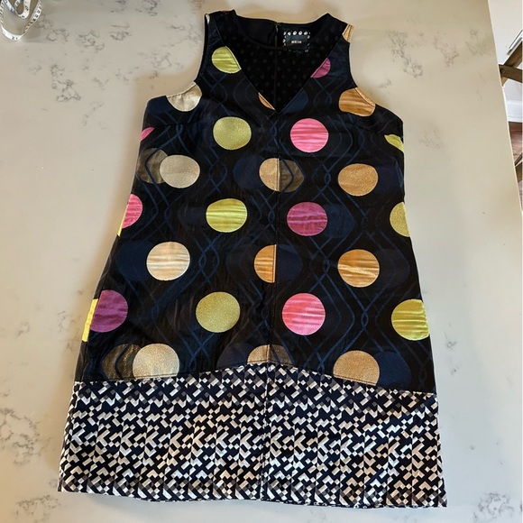 Anthropologie Maeve Tilde Jacquard Shift Navy Shimmer Dot Lace Dress Size M-C18 - Picture 3 of 13